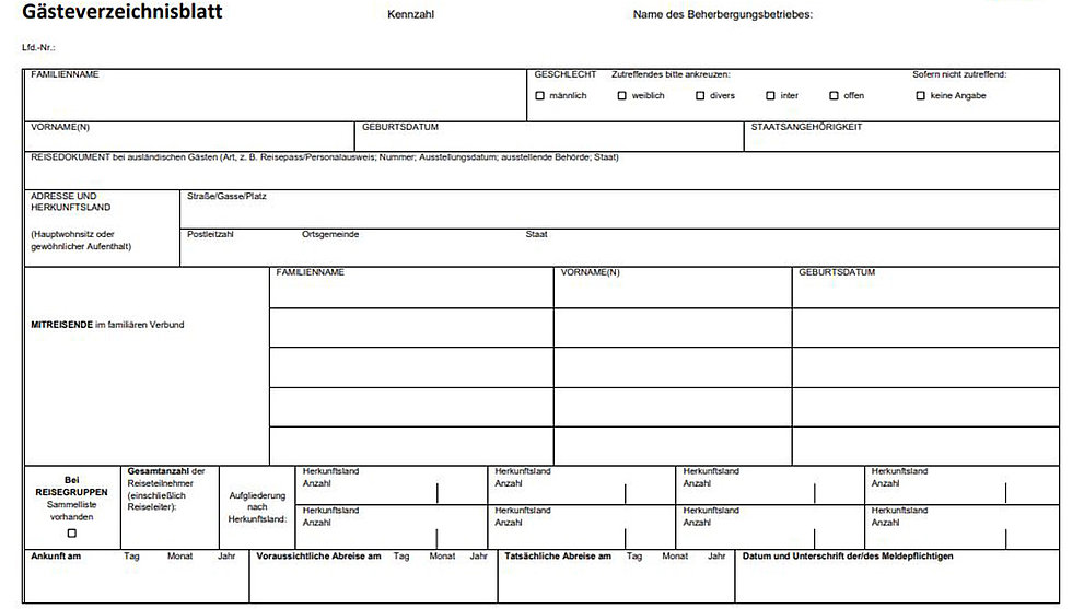 Gästeverzeichnisblatt