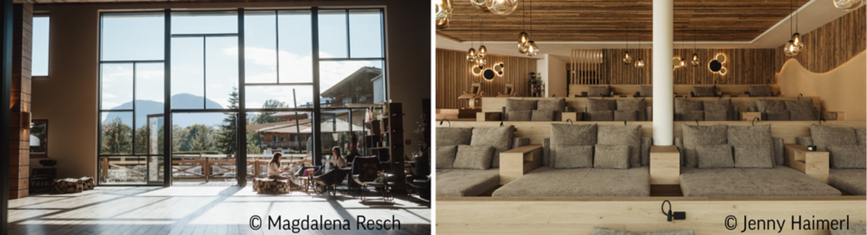 2 Ansichten vom Wellnessbereich der Kaiserlodge