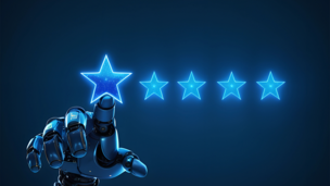 Roboterhand, die eine Bewertung abgiebt
